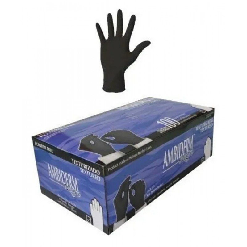 GUANTES LATEX NEGROS AMBIDERM