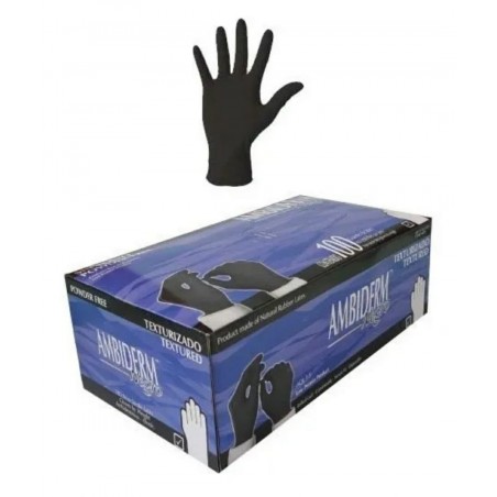 GUANTES LATEX NEGROS AMBIDERM